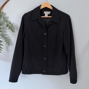 Coldwater Creek Jacket Black Corpcore Whimsigoth Button Front Collared Stretch